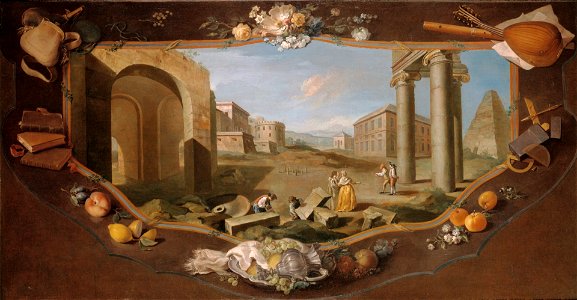 Flipart Charles-François -Paysage avec perspective architecturale