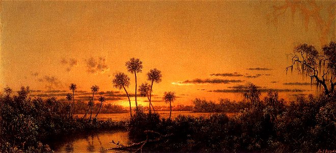 Florida River Scene Early Evening After Sunset Martin Johnson Heade