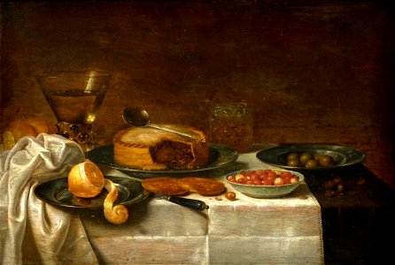 Floris van Schooten (przypisywany) - Martwa natura z poziomkami, oliwkami i cytryną