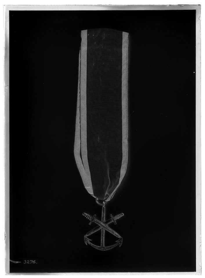 Flottans distinktionstecken, det s.k. Hoglandstecknet, lägre graden, Sverige 1789 - Livrustkammaren - 60639-negative