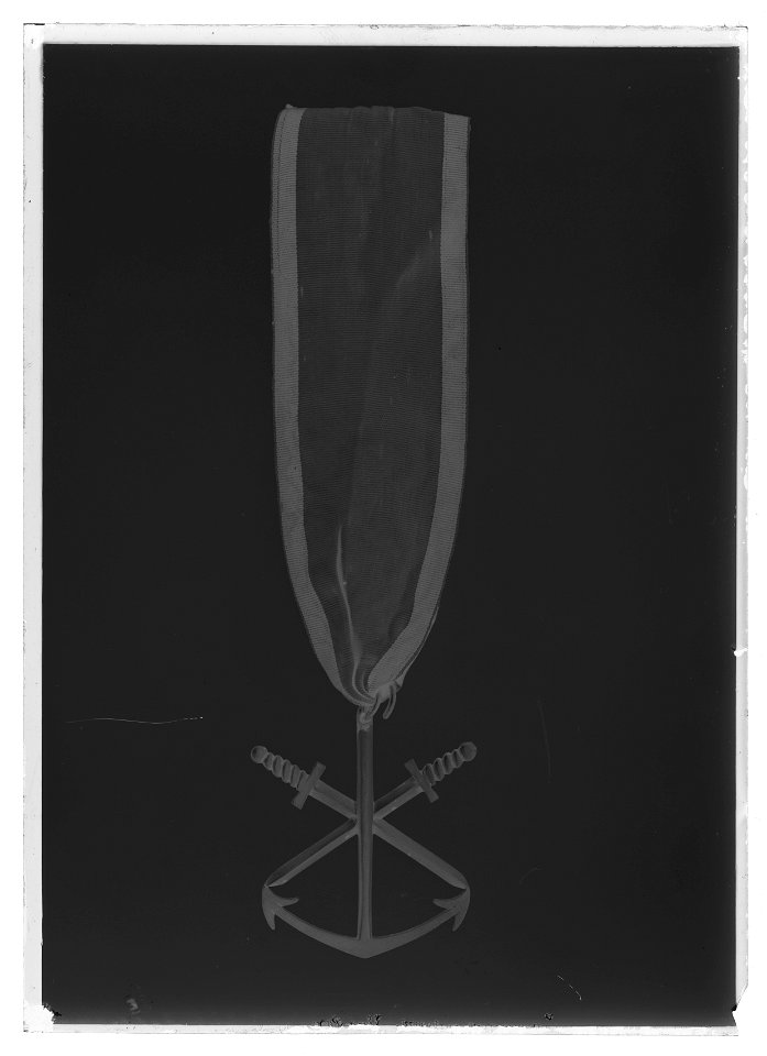 Flottans distinktionstecken, det s.k. Hoglandstecknet, lägre graden, Sverige 1789 - Livrustkammaren - 61343-negative