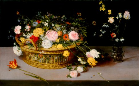 Flowers in a Basket and a Vase E10159