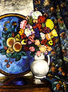 Flowers in a Vase on a tray