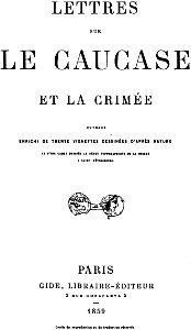 Floriant Gille. Lettres sur le Caucase et la Crimée. 1859. cover