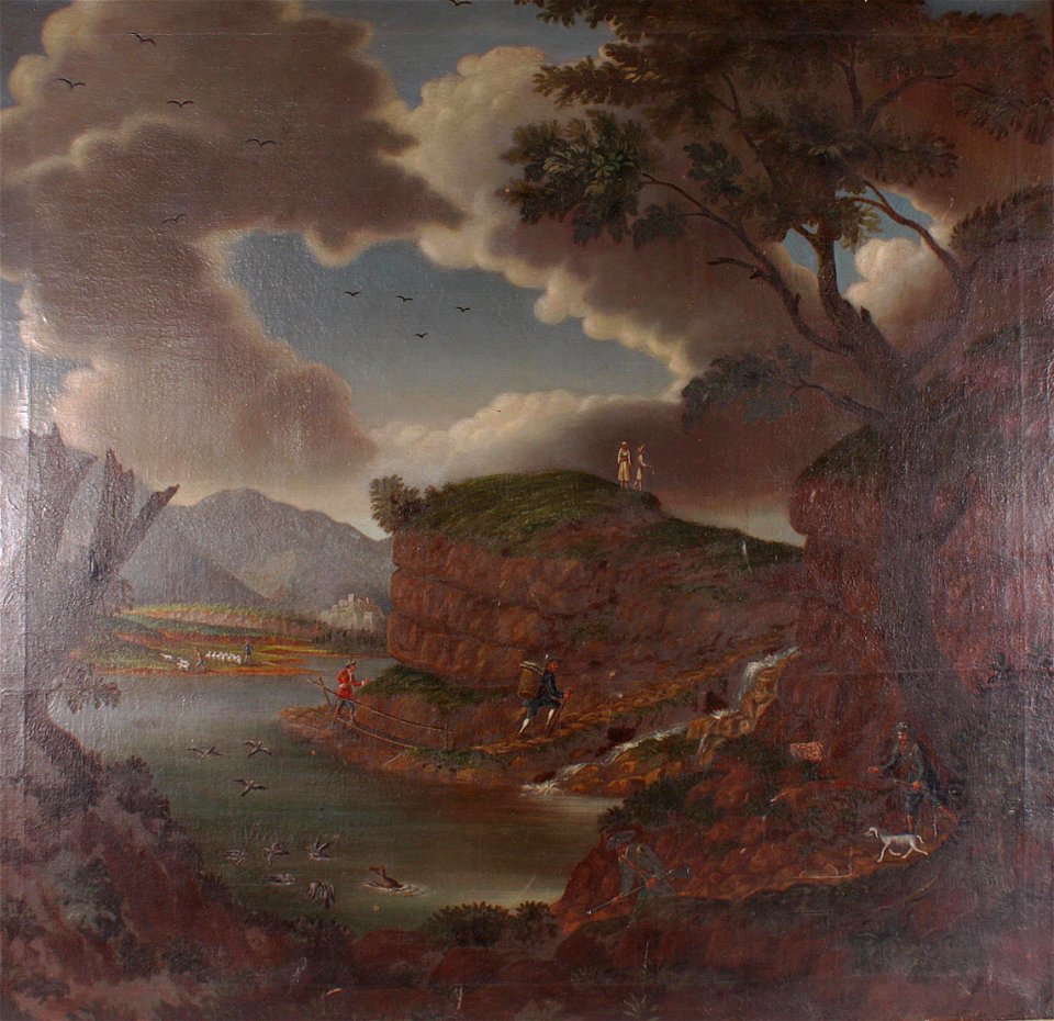Flusslandschaft mit figuraler Staffage