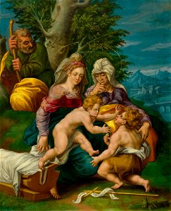 Flämisch 16Jh Heilige Familie in einer Landschaft