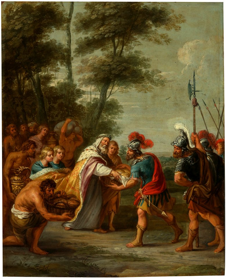Flämisch c1600 Melchisedek bietet Abraham Brot und Wein an