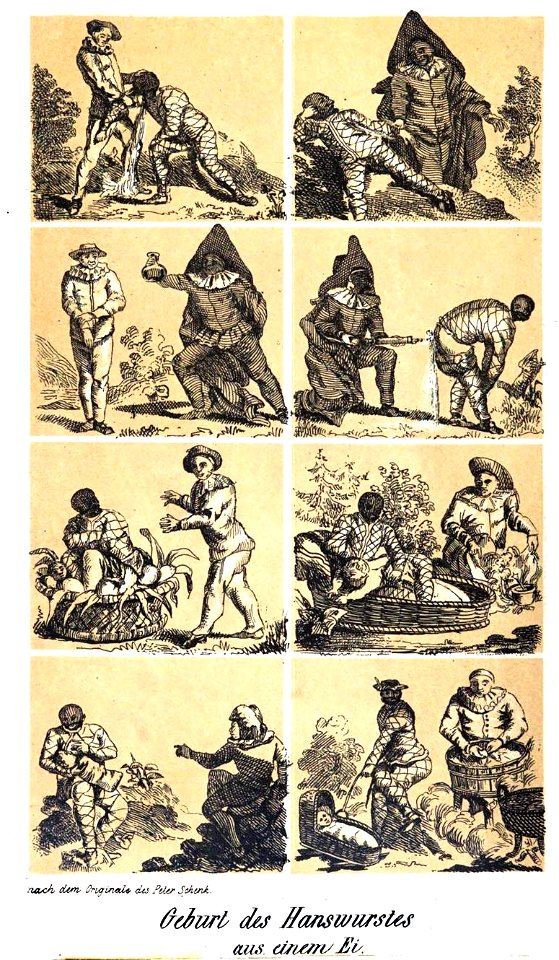Flögel1862 07 Geburt des Hanswurstes aus einem Ei
