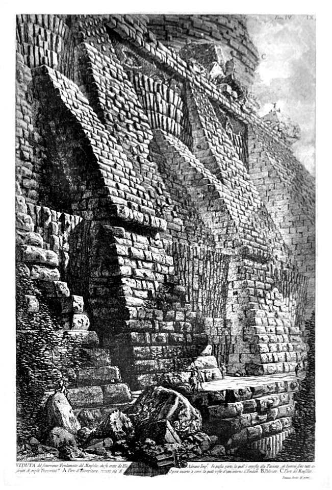 Focillon-Piranesi p0113-Fondations du mole d'Hadrien, Antichità, IV, pl 9
