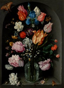Flowers in a Glass Flask by Jacob de Gheyn (II) Mauritshuis 1077
