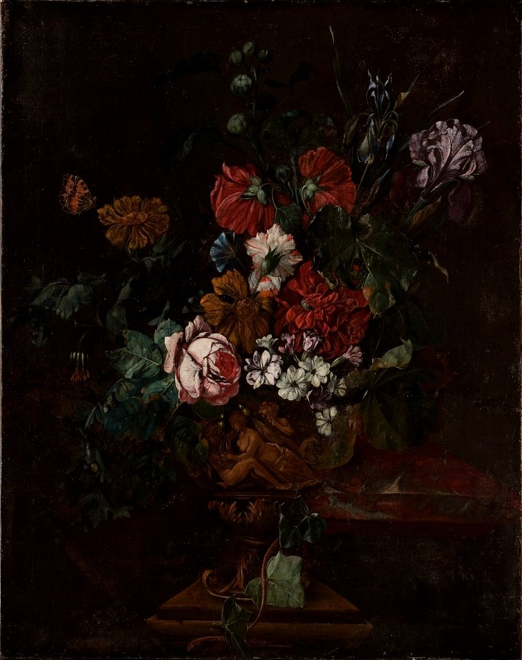 Flowers in a Sculptured Urn (Johann Daniel Preissler) - Nationalmuseum - 17745