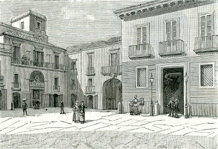 Foggia casa municipale e piazza municipio xilografia di Barberis