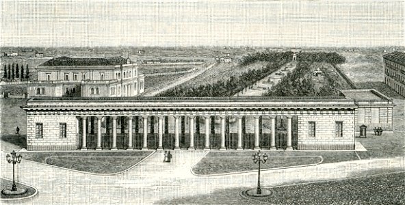 Foggia piazza Cavour e prospetto dei giardini pubblici xilografia di Barberis 1898
