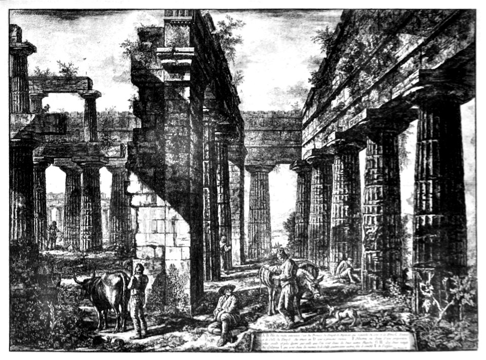 Focillon-Piranesi p0251-Pronaos du temple de Neptune, Vues de Paestum, pl 13