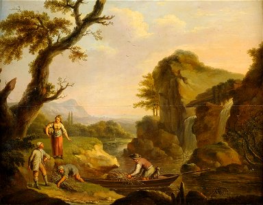 Flusslandschaft mit Reisigsammlern