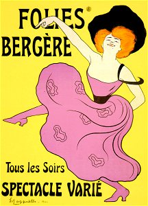 Folies Bergère, tous les soirs spectacle varié, poster by Leonetto Cappiello, 1900. Free illustration for personal and commercial use.