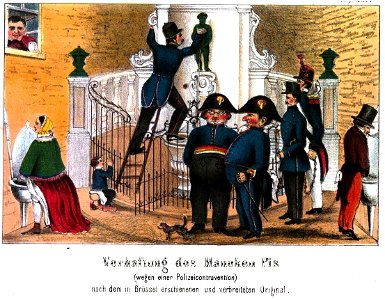 Flögel1862 29 Verhaftung des Maneken Pis. Free illustration for personal and commercial use.