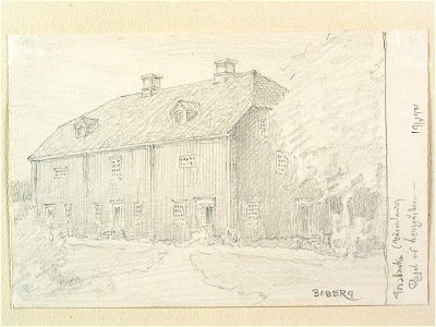 Flygel av Forsbacka herrgård, Dalsland. Teckning av Ferdinand Boberg - Nordiska museet - NMA.0088034