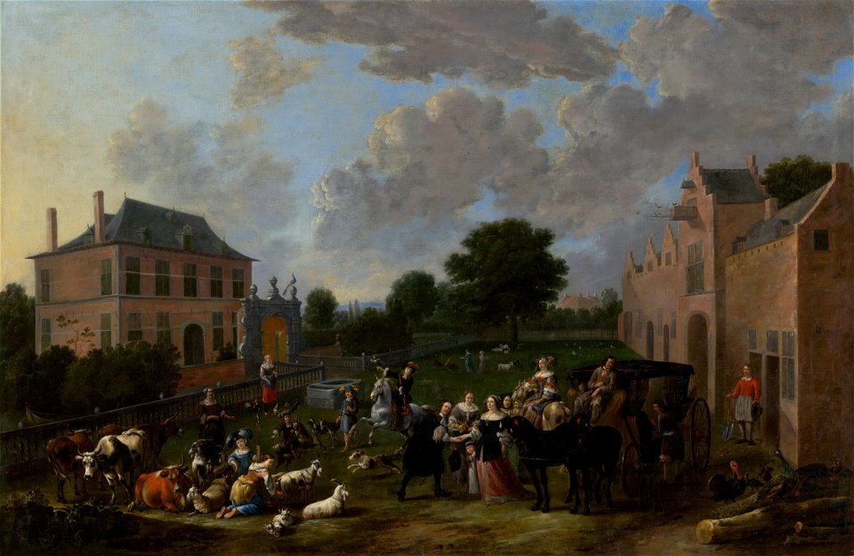 Flámsky (holandský) maliar z konca 17. storočia - Príjazd vznešenej spoločnosti na nádvorie zámku - O 223 - Slovak National Gallery