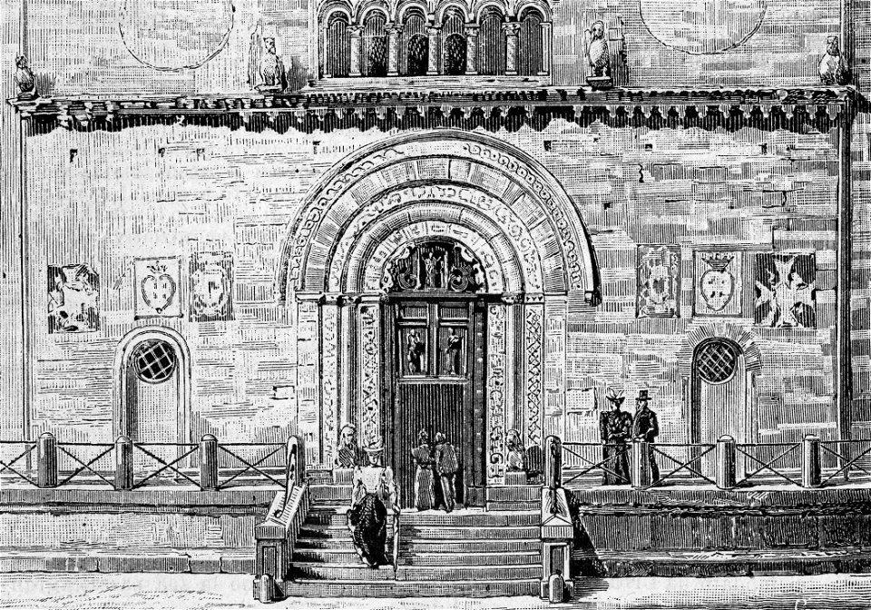 Foligno – Porta laterale del Duomo (xilografia)