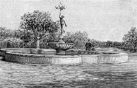 Foggia – Villa comunale, fontana centrale del Mercurio (xilografia)