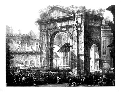 Focillon-Piranesi p0169-1 G Panini, le portique d'Octavie, tableau de la galerie Corsini, Rome