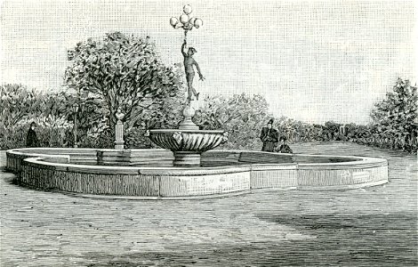 Foggia fontana centrale del Mercurio nei giardini pubblici xilografia