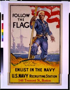 Follow the flag, enlist in the Navy, U.S. Navy recruiting station, 146 Tremont St., Boston - Daugherty ; composition, H.R. LCCN92510004