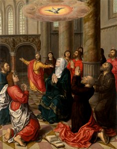 Follower of Bernard van Orley - Pentecost - 1972.1136 - Art Institute of Chicago. Free illustration for personal and commercial use.