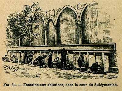 Fontaine aux ablutions, dans la cour du Suléymanieh - Beauregard J - 1896