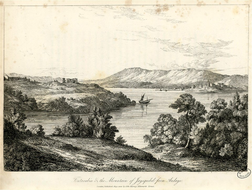 Fontarabie et la Montagne de Jaisquibel vue depuis Hendaye Fontarabia and the Mountain of Jaysquibel from Andaye - Fonds Ancely - B315556101 A BATTY 1 049