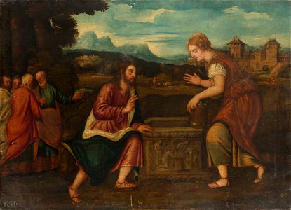 Follower of Bonifazio de' Pitati (Verona 1487-Venice 1553) - Christ and the Woman of Samaria - RCIN 402650 - Royal Collection