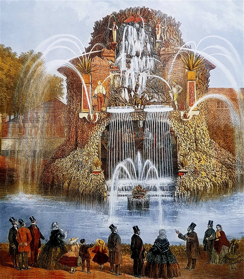 Fontein Kasteel Vaeshartelt, Maastricht (prent album P Regout, 1865)