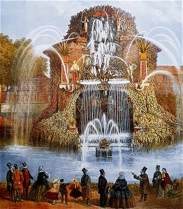 Fontein Kasteel Vaeshartelt, Maastricht (prent album P Regout, 1865)