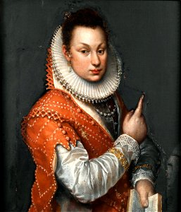 Lavinia Fontana - Portrait of a Lady wearing a ruff, holding a book in her left hand