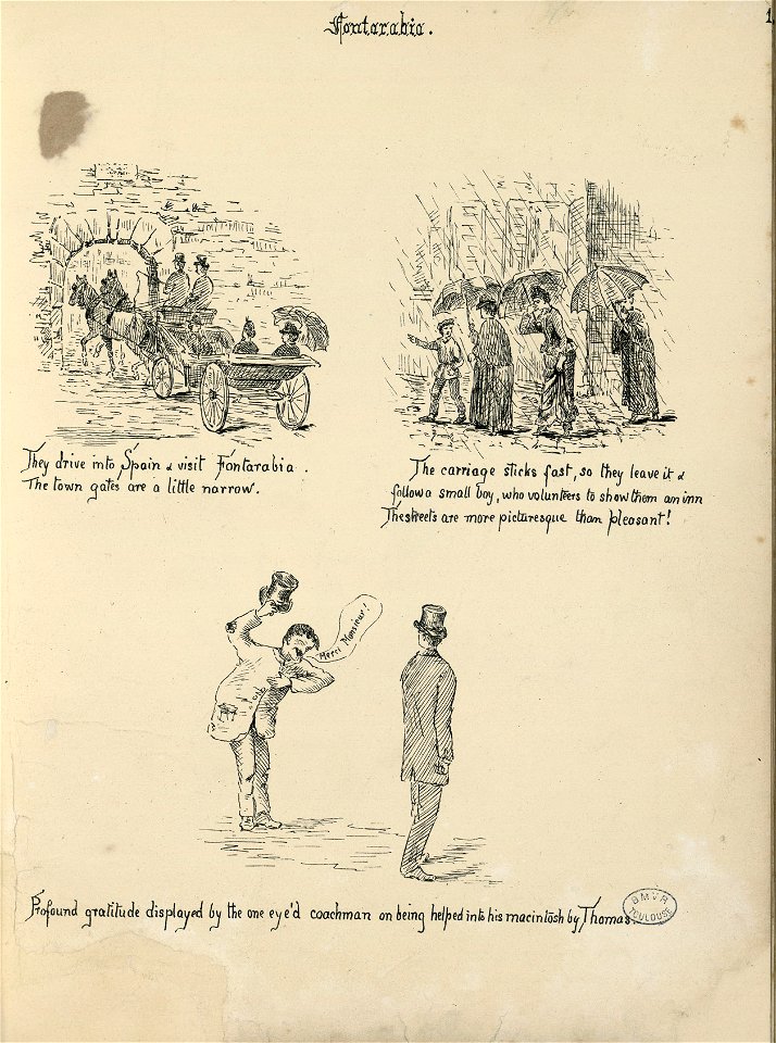 Fontarabia (6 dessins dont Fontarabia, from the French bank of the Bidassoa) - Fonds Ancely - B315556101 A BROWN 013-015