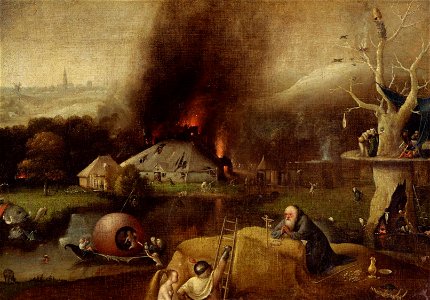 Follower of Jheronimus Bosch - Temptation of Saint Anthony (Chrysler Museum of Art). Free illustration for personal and commercial use.