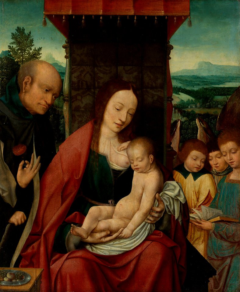 Follower of Joos van Cleve (d. 1540-41) - The Holy Family with Angels - RCIN 405783 - Royal Collection