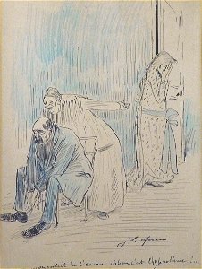 Forain J.L. - Ink, blue pencil - On voulait te l’cacher eh ben c’est l’hypnotisme !... - 27.5x23.5cm