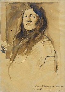Forain J.L. - Wash - Portrait de femme - ~17.4x12.3cm