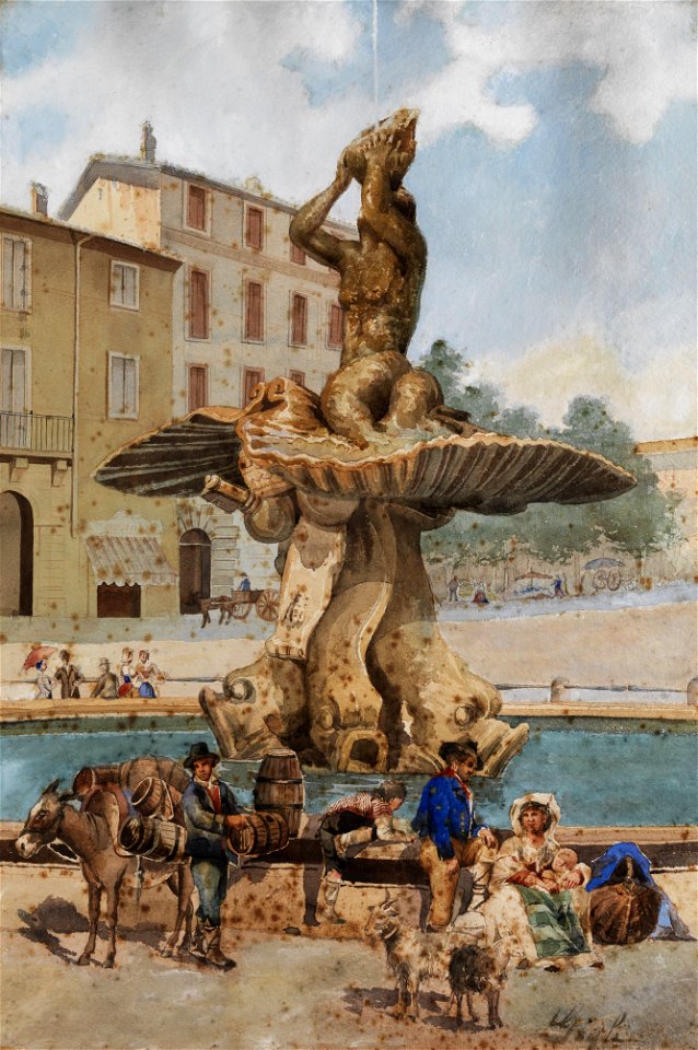 Fontana del Tritone Rome 19c