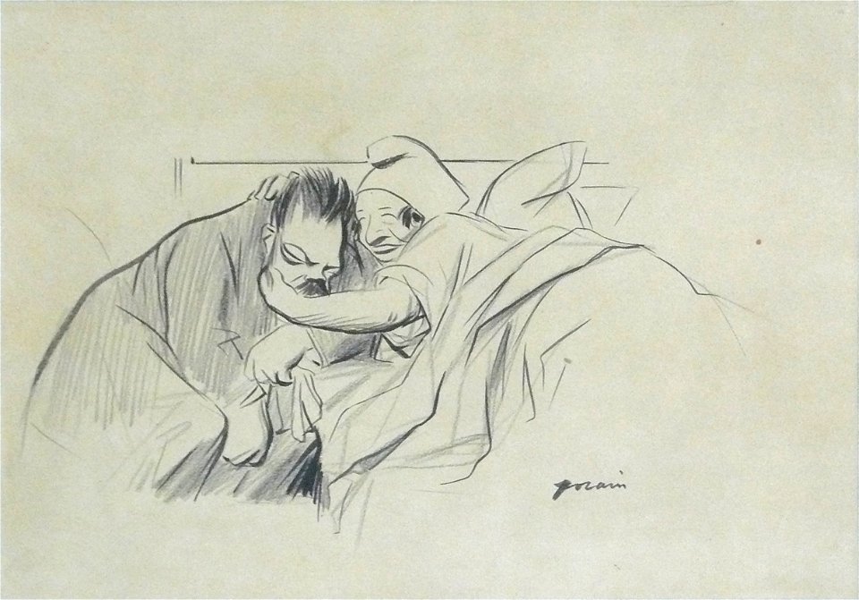 Forain J.L. - Pencil, Ink - Personnages - 38x26.5cm