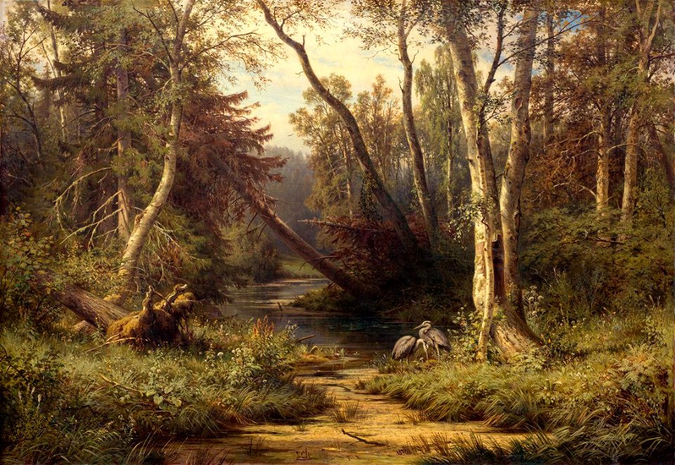 Forest Landscape with Herons (Shishkin)