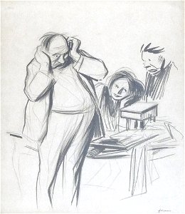 Forain J.L. - Ink, wash, charcoal - Le désespoir de ses parents - 27.5x23.5cm