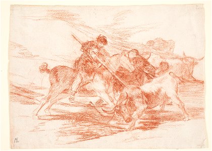 Goya - Modo con que los antiguos españoles cazaban los toros á caballo en el campo, D04291