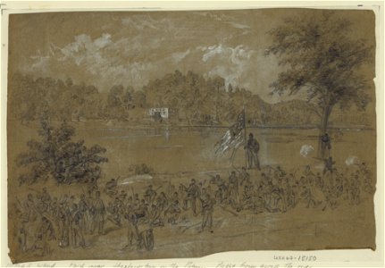 Ford near Shepherdstown, on the Potomac. Pickets firing across the river LCCN2004660886