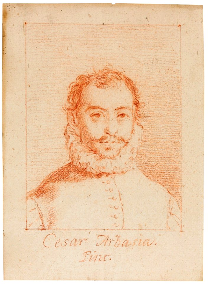 Goya - PORTRAIT OF THE PAINTER CESAR ARBASIA, BUST-LENGTH, WITHIN RED CHALK FRAMING LINES, Gassier II 150
