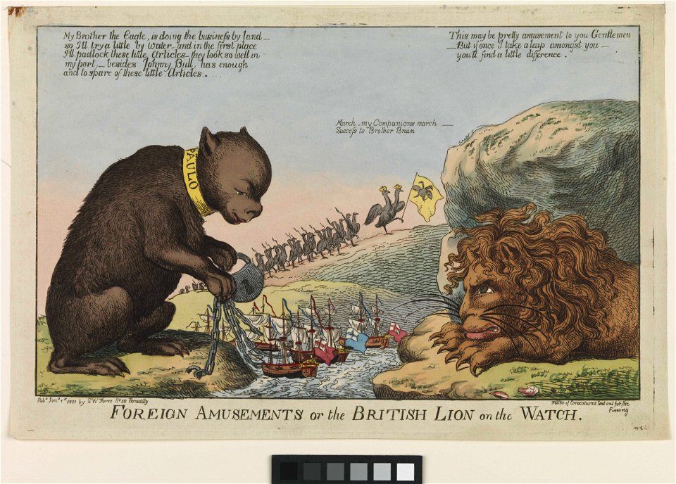 Foreign Amusements or the British Lion on the Watch (caricature) RMG PW3936