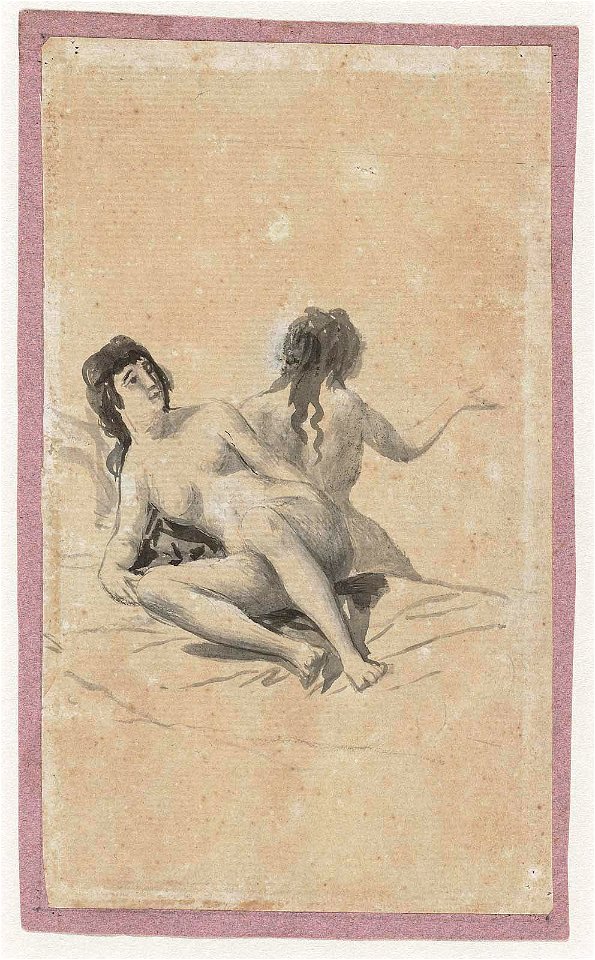 Goya - Two Nude Young Women on a Bed (recto of double-sided drawing from Album A (Sanlúcar Sketchbook), 63.985b