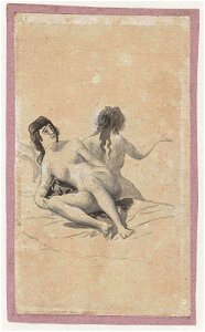 Goya - Two Nude Young Women on a Bed (recto of double-sided drawing from Album A (Sanlúcar Sketchbook), 63.985b
